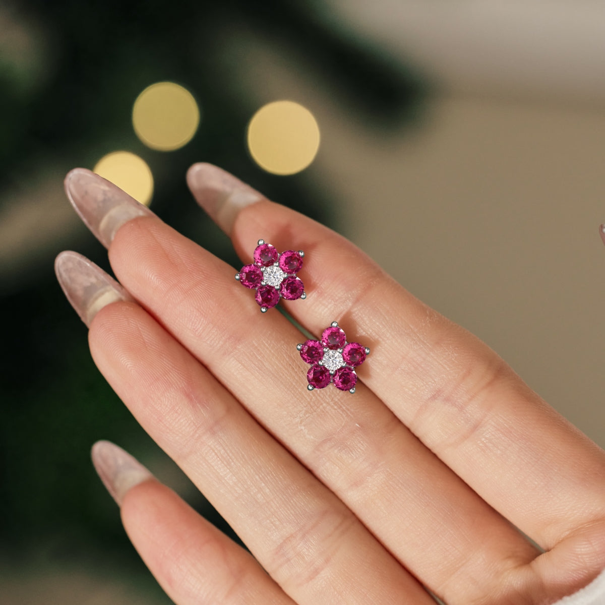 Rosy Bloom Studs