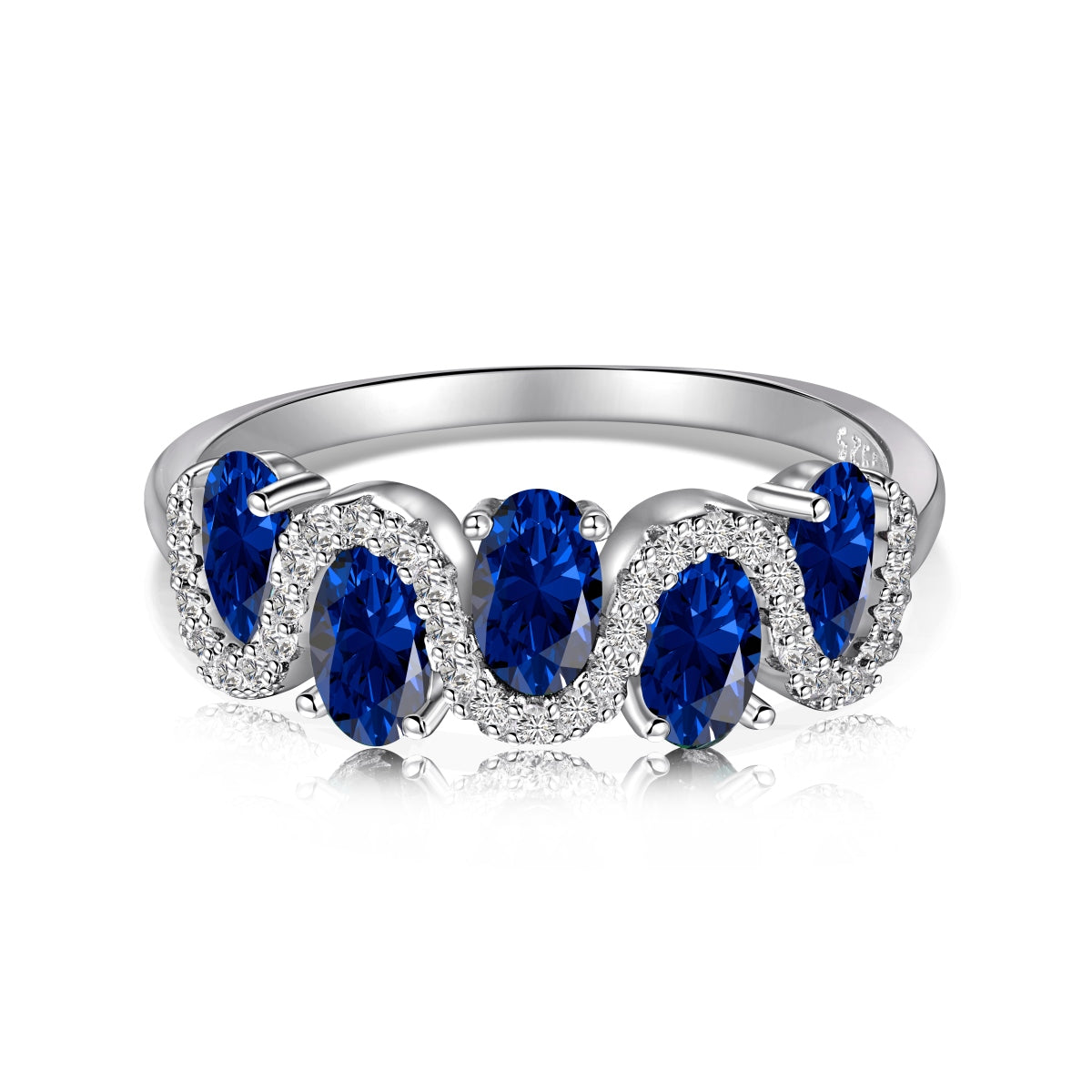 Silver Blue Wave Ring