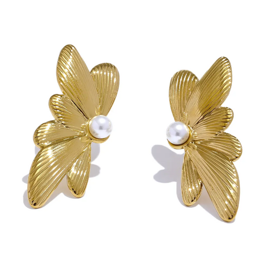 Golden Bloom Pearl Earrings